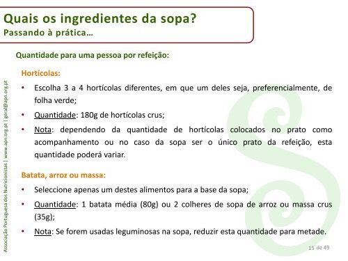 O que é uma sopa? - Associação Portuguesa dos Nutricionistas