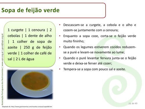 O que é uma sopa? - Associação Portuguesa dos Nutricionistas