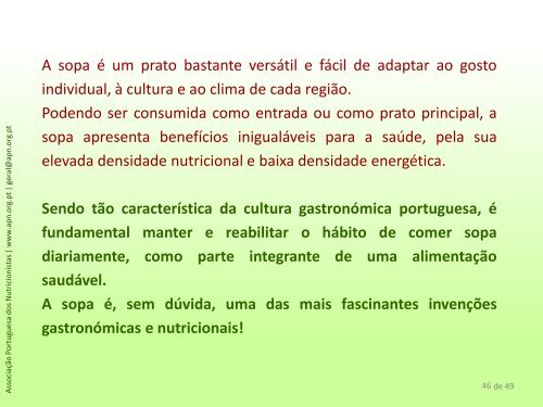 O que é uma sopa? - Associação Portuguesa dos Nutricionistas