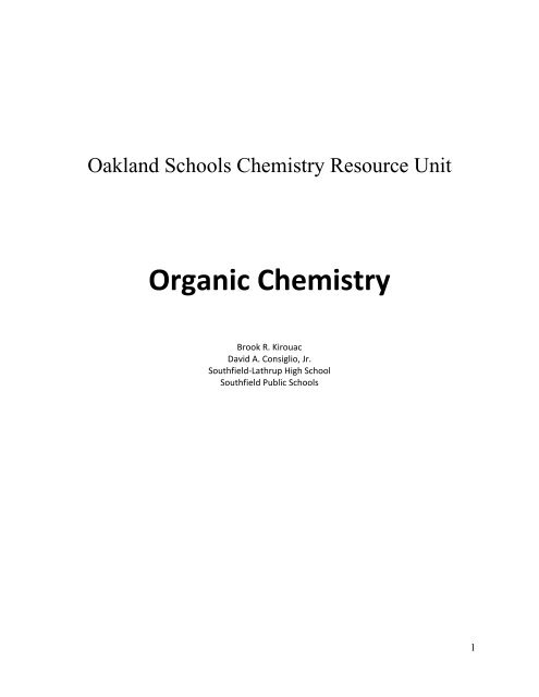 Organic Chemistry - Oakland Schools