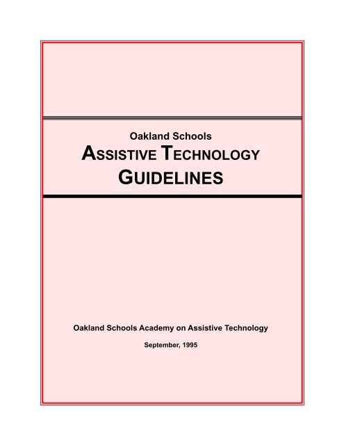 Oakland Schools ASSISTIVE TECHNOLOGY GUIDELINES