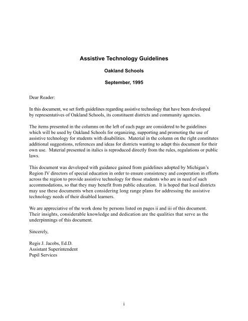 Oakland Schools ASSISTIVE TECHNOLOGY GUIDELINES