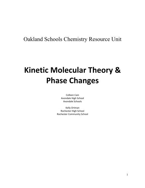 Phase changes of water - Oakland Schools