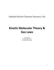 Kinetic Molecular Theory Gas Laws - Oakland Schools