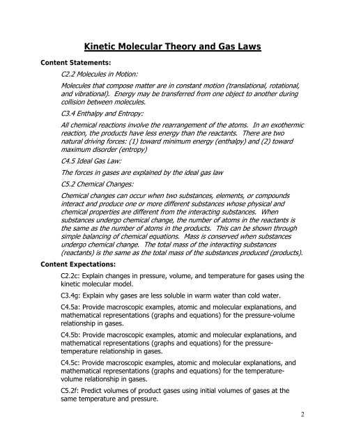 Kinetic Molecular Theory Gas Laws - Oakland Schools