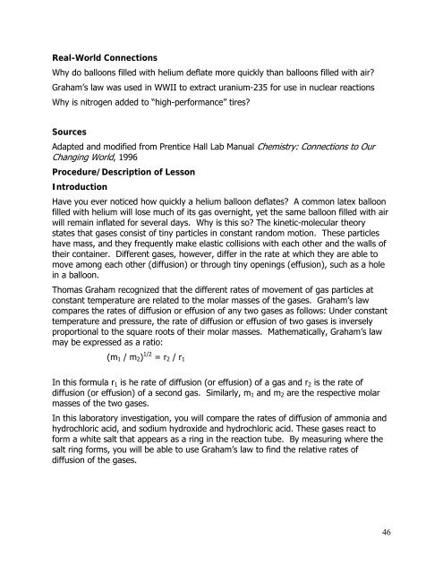 Kinetic Molecular Theory Gas Laws - Oakland Schools