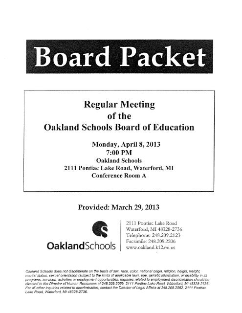 Special Education Fund Variance Analysis - Oakland Schools