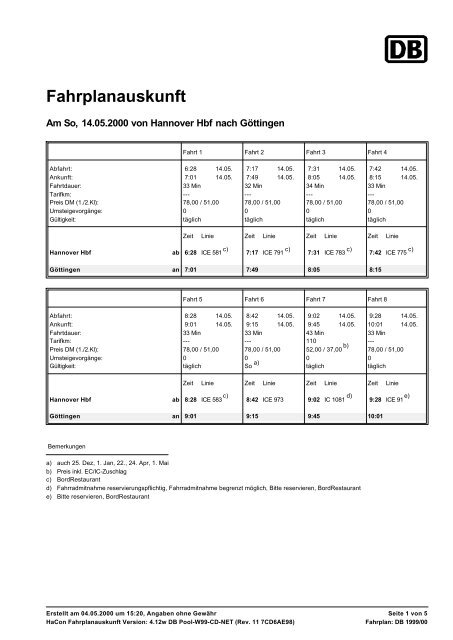 Fahrplanauskunft