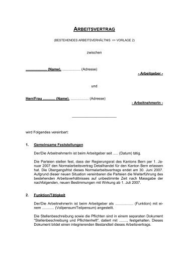 Arbeitsvertrag 2 Version 2 - Bern