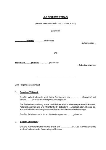 Arbeitsvertrag 1 - Bern