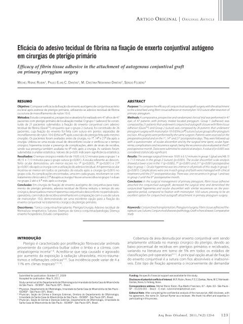 a rquivos b rasileiros - Conselho Brasileiro de Oftalmologia