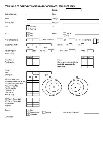 formulÃ¡rio de exame - retinopatia da prematuridade - grupo rop brasil