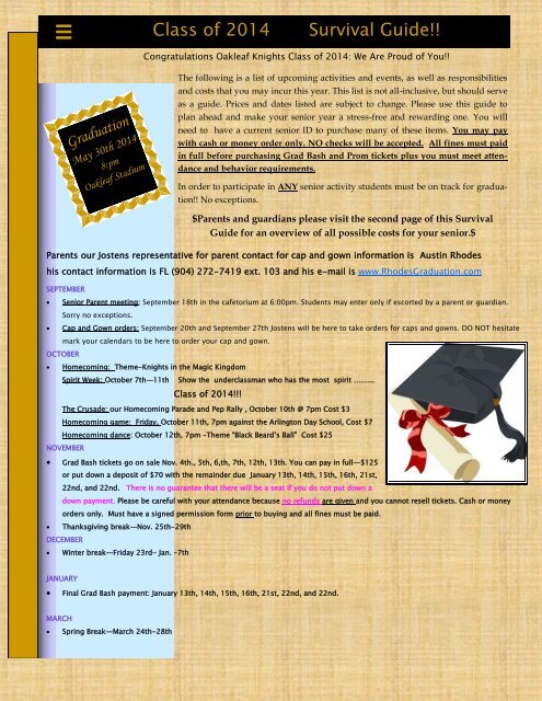 Senior Survival Guide - Oakleaf High School