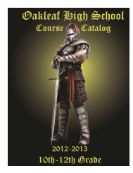 2012-2013 Oakleaf High School Course Catalog 10-12th Grade