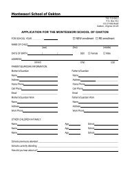 enrollment application. - The Montessori School of Oakton