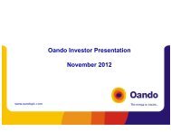 Oando Investor Presentation November 2012 - Oando PLC