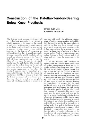 Construction of the Patellar-Tendon-Bearing Below-Knee Prosthesis