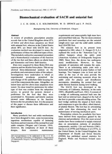 Biomechanical evaluation of SACH and uniaxial feet