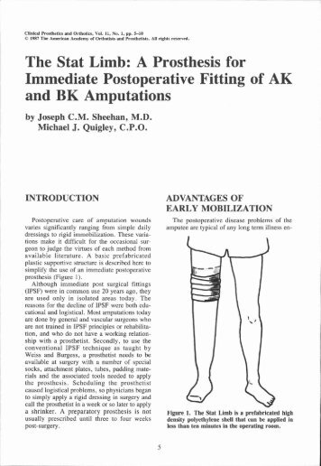 The Stat Limb: A Prosthesis for Immediate Postoperative Fitting of ...