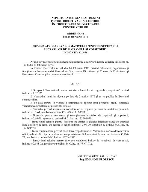 C.3-76 Normativul pentru executarea lucrarilor de zugraveli si ...