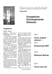 Gemeindebrief August 2007 - Ebhausen Kirchengemeinde