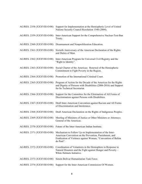 Jan-Dec 2008 - Organization of American States