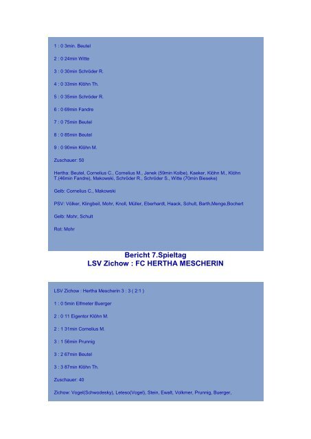 Spielberichte Saison 08/09 - FC Hertha Mescherin