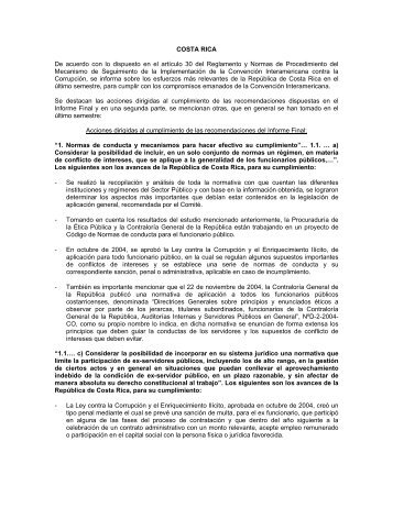 COSTA RICA De acuerdo con lo dispuesto en el artÃ­culo 30 ... - OAS