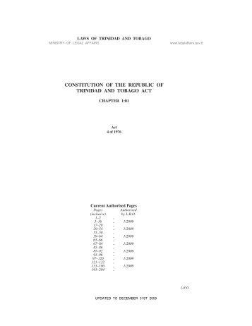 CONSTITuTION OF The RePuBLIC OF TRINIDAD AND ... - OAS