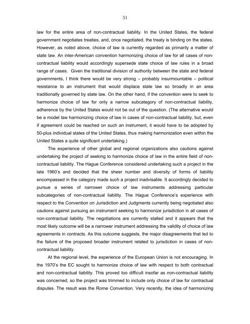 Jurisdiction and choice of law for non-contractual obligations ... - OAS