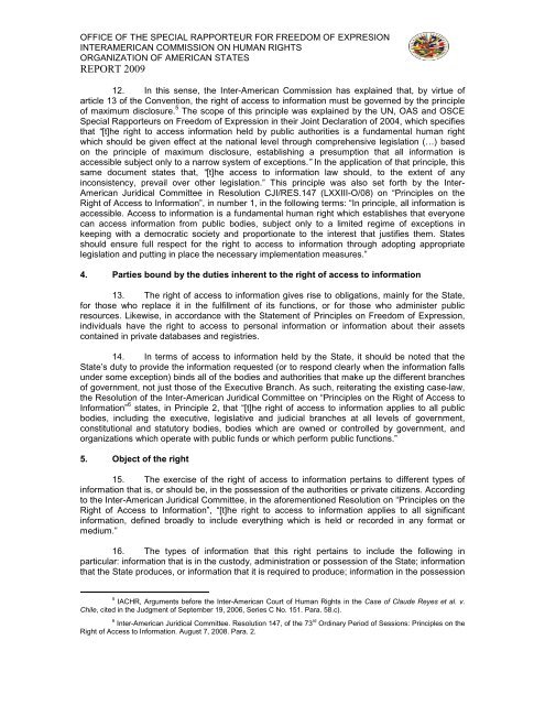 The right of access to information Special Rapporteurship for ... - OAS