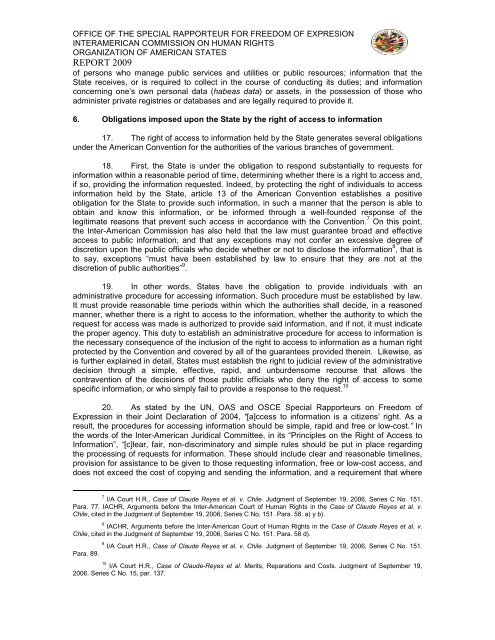 The right of access to information Special Rapporteurship for ... - OAS