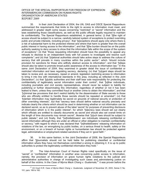 The right of access to information Special Rapporteurship for ... - OAS