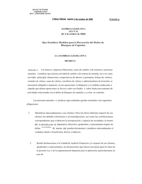 Que Establece Medidas para la PrevenciÃ³n del Delito de ... - OAS