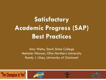 Satisfactory Academic Progress (SAP) Best Practices - oasfaa