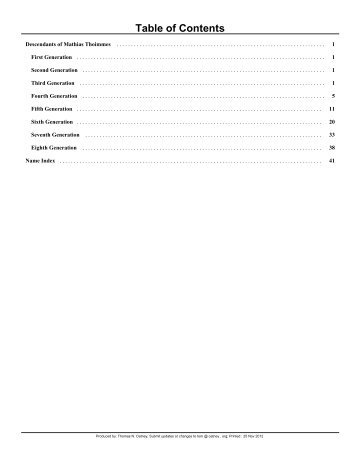 Descendants of Mathias Thoimmes