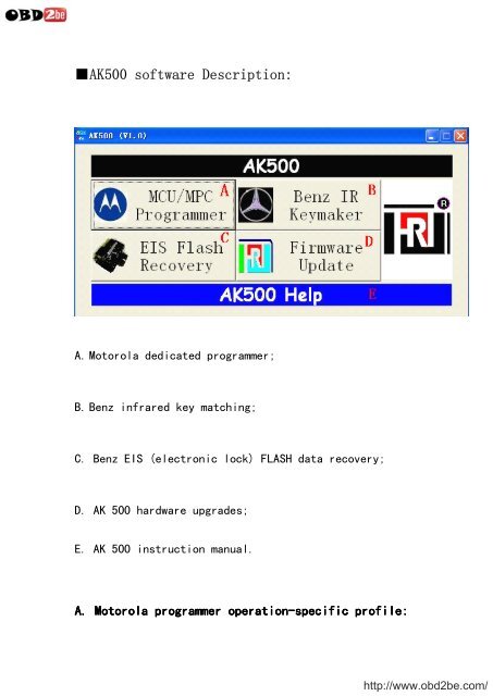 AK500 Key Programmer User Manual - Obd2be.com