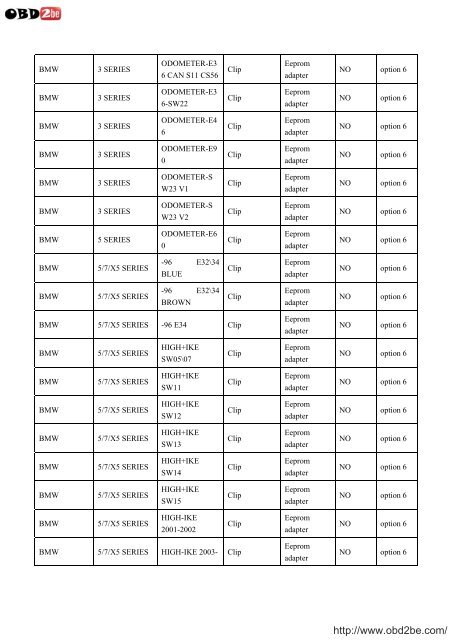 VEHICLE LIST FOR USA PROG - Obd2be.com