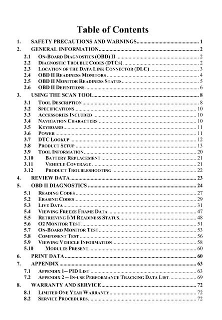 Table of Contents - OBD China