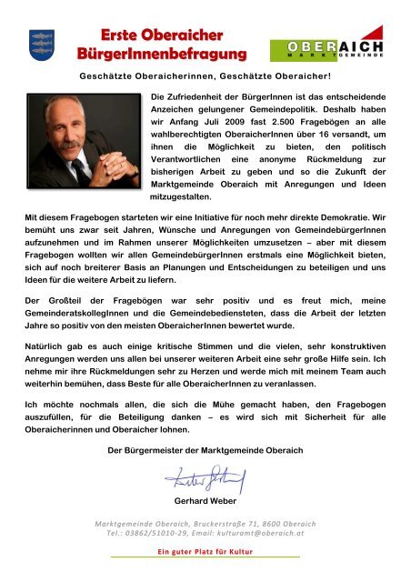 kommentierte Ergebnisse & Fragebogen - Marktgemeinde Oberaich