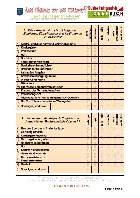 kommentierte Ergebnisse & Fragebogen - Marktgemeinde Oberaich