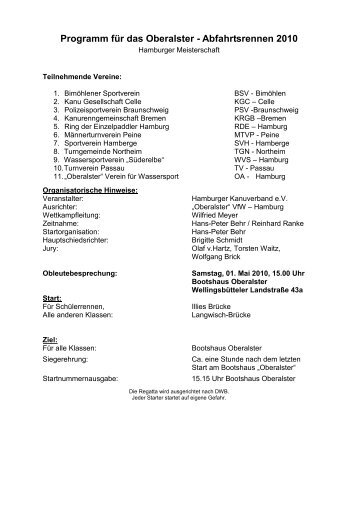 Programm fÃ¼r das Oberalster - Abfahrtsrennen 2010