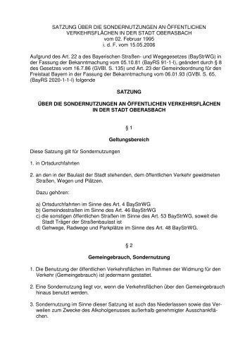 Sondernutzungen an Ã¶ffentlichen VerkehrsflÃ¤chen in ... - Oberasbach