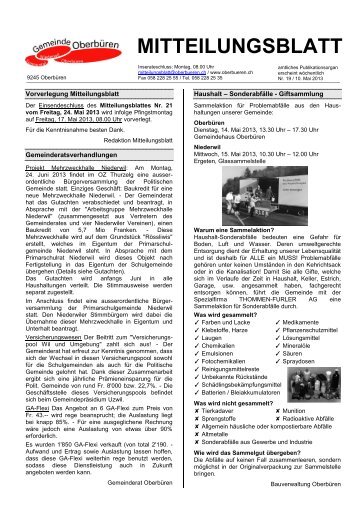 MITTEILUNGSBLATT - Gemeinde Oberbüren