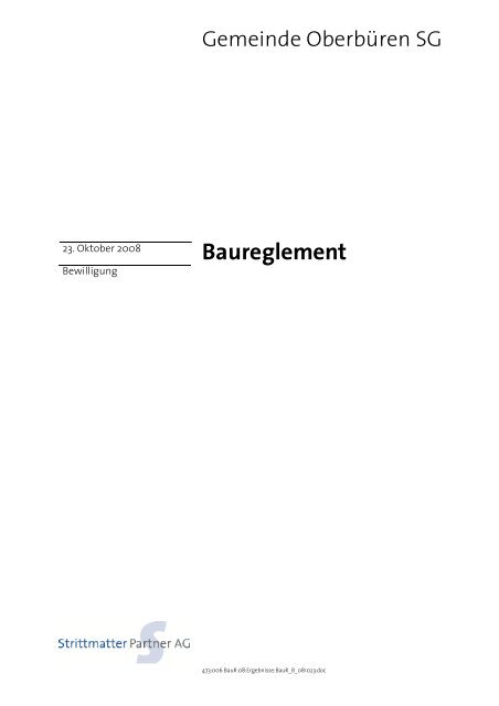 Baureglement - Gemeinde Oberbüren