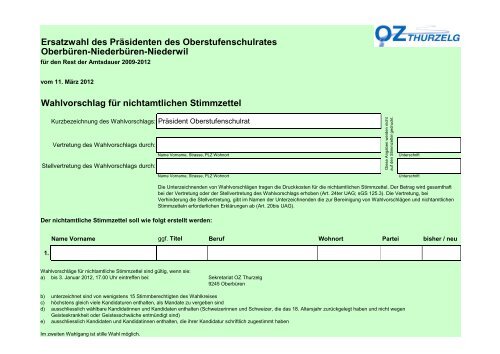 Kandidatur (Zustimmungserklärung) Ersatzwahl des Präsidenten ...