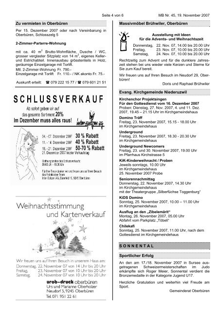 MITTEILUNGSBLATT - Gemeinde Oberbüren