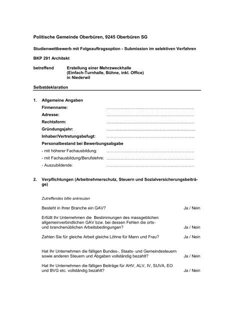 Politische Gemeinde Oberbüren, 9245 Oberbüren SG