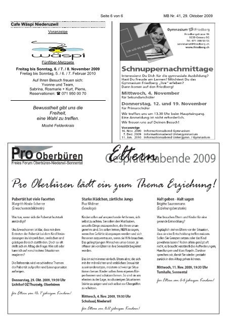 MITTEILUNGSBLATT - Gemeinde Oberbüren