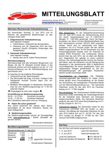 MITTEILUNGSBLATT - Gemeinde Oberbüren